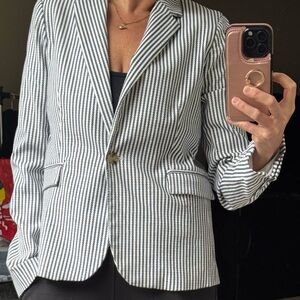 Rachel Zoe Navy and White Pinstripe Blazer and Capri pants
